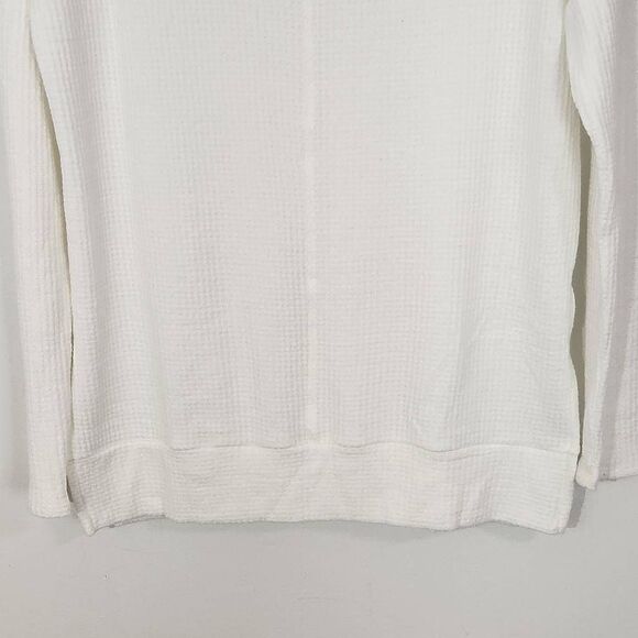 Bobi White Cowl Neck Waffle Knit Top NWT Medium Revolve Thermal Knit Comfy Top - Picture 3 of 12